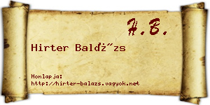 Hirter Balázs névjegykártya